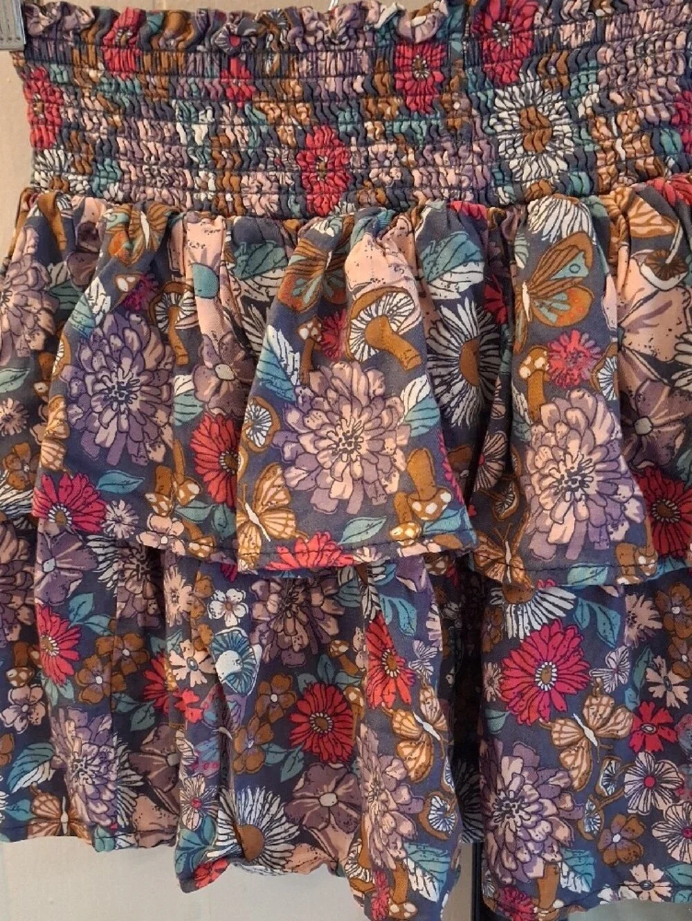 OshKosh B'gosh Multi-Color Floral Tiered Smocked Ruffled Skirt Back To School